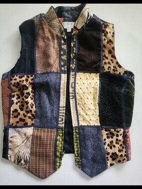 Patchwork Quilted Vest in Multicolor by Tapp